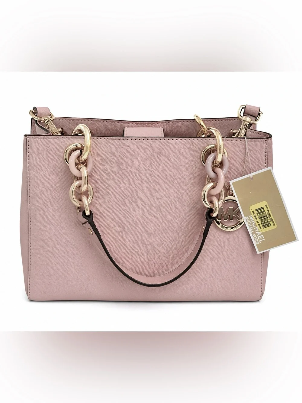 Michael Kors Blush Pink Saffiano Leather Satchel with Gold Hardware